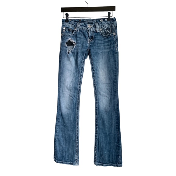 Miss Me Women's Jeans Size 25 Signature Rise Boot Blow Out Jeans Hole on Pocket - Picture 1 of 7